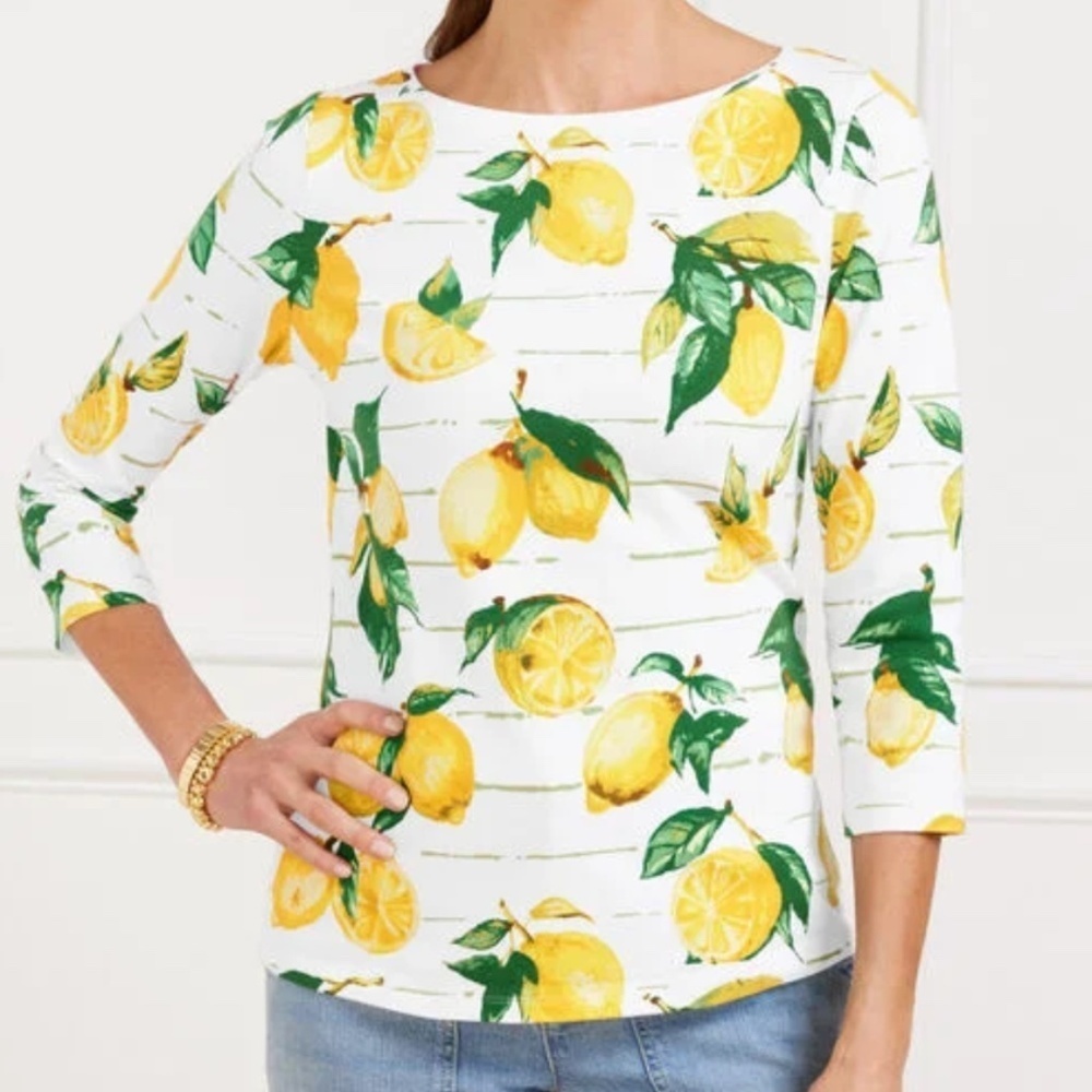 NWT Talbots BATEAU NECK TEE - LUSCIOUS LEMONS Size US 1X